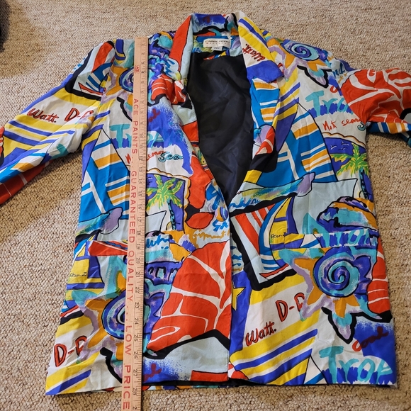 Vintage Carol Horn Workshop 100% Silk Blazer Ocean Cruise 80s - Picture 14 of 14